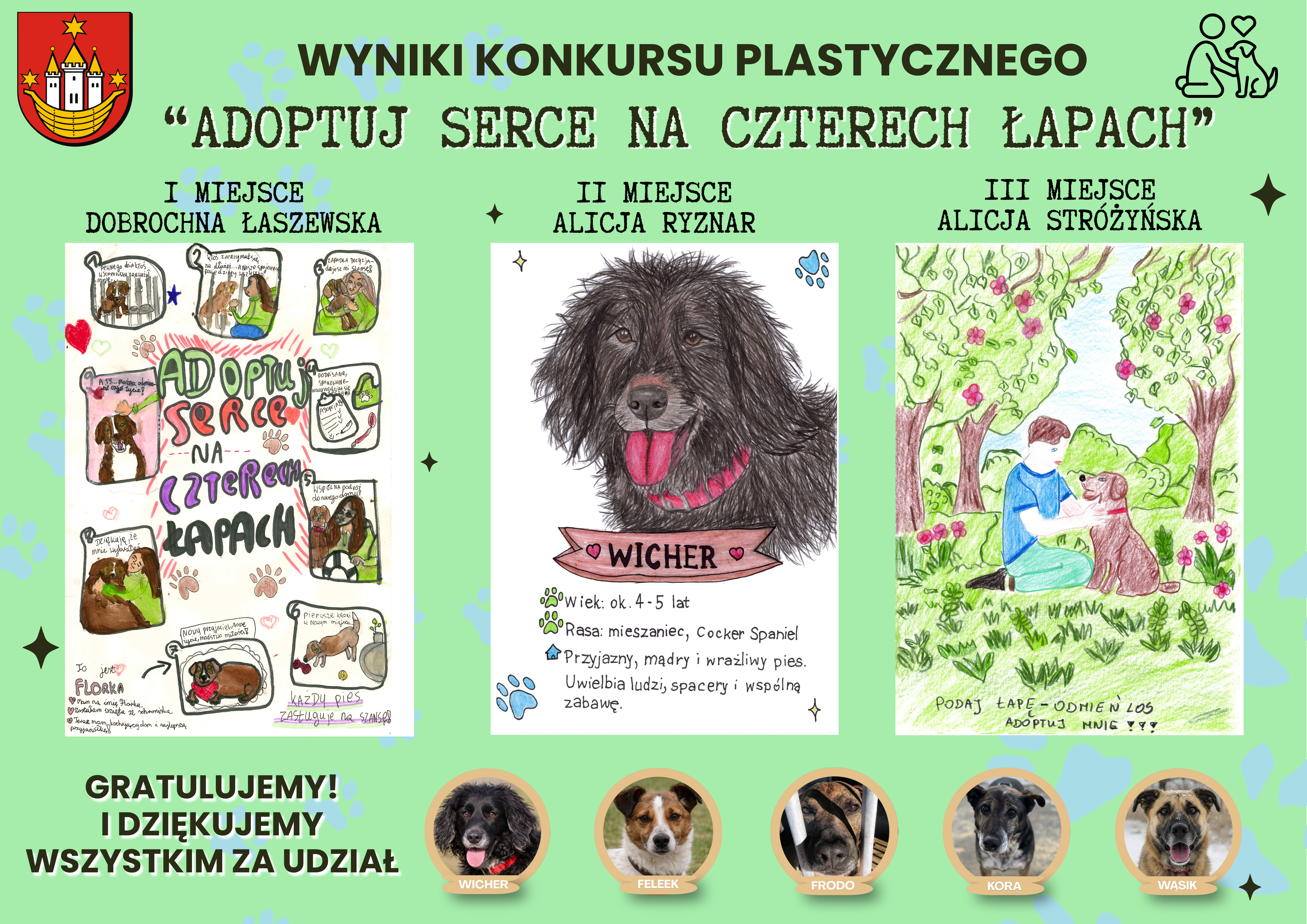 ogłoszenie wygranych konkursu Adoptuj serce na&nbsp;czterech łapach (42 x 29-7 cm)