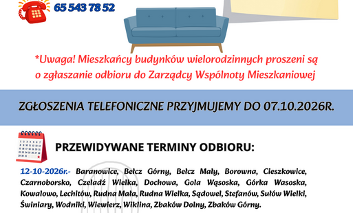 Bezpłatna zbiórka gabarytów w naszej gminie! 