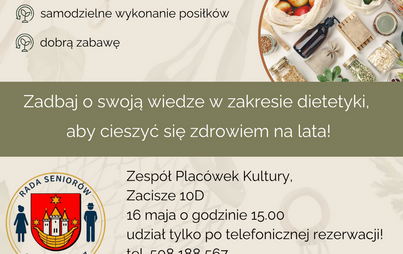 Gotowanie z Dietetykiem - Rada Seniorów - ZPK Wąsosz