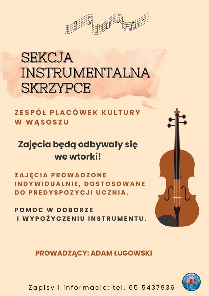 plakat z zaproszeniem na zajęcia muzyczne